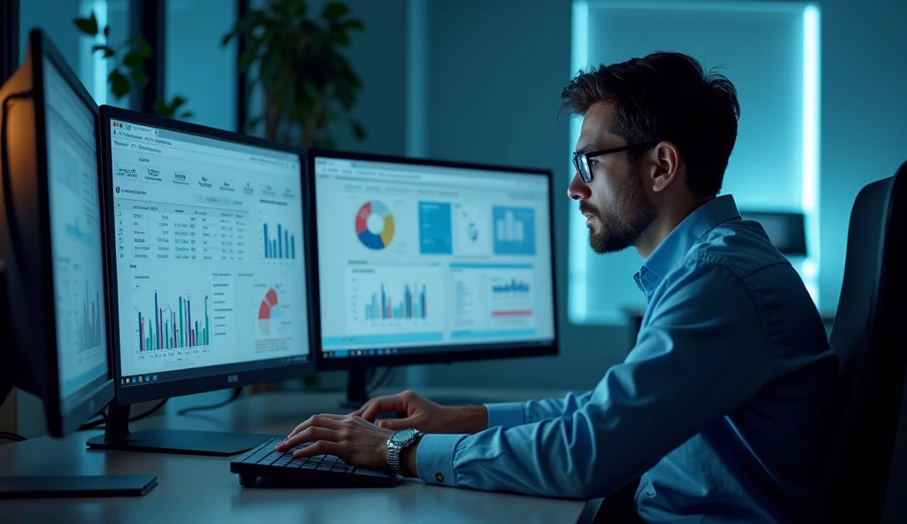 Sales Analyst Monitoring Performance Metrics in Data Analytics Software