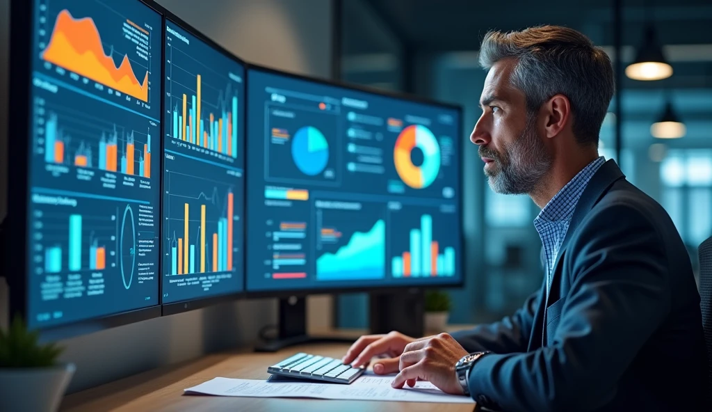HR Analyst Analyzing Employee Performance KPIs with Data Visualization