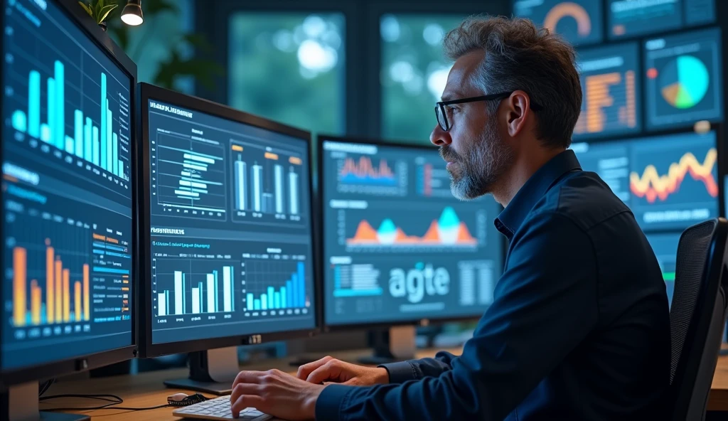 HR Analyst Analyzing Employee Performance KPIs with Data Visualization