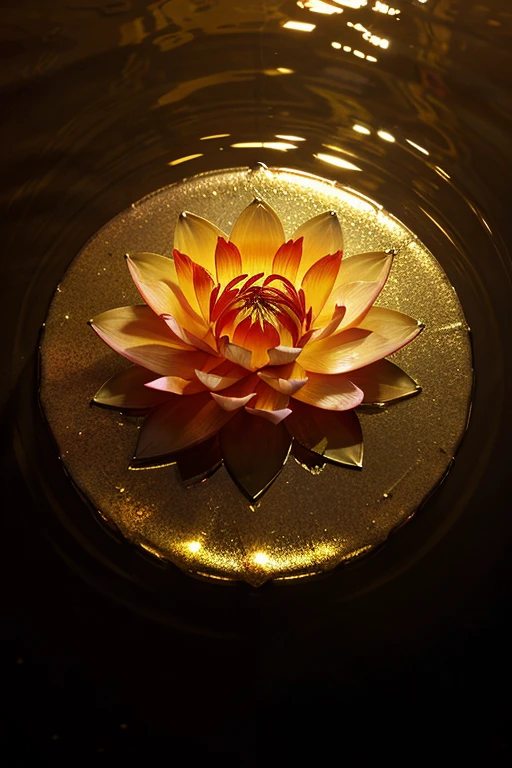 Enlightened Mind, Red tones from orange to gold.. About Rainbow Lotus, And float on transparency., Clear water, Gold gradient background with light transparency. Golden energy flows out from the flower core..