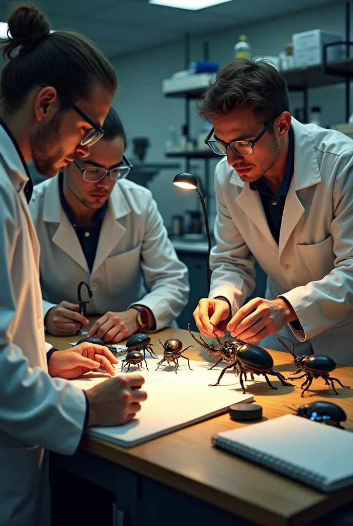 Scientists are measuring horn beetles