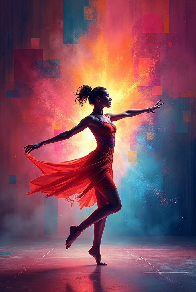 Create me a wallpaper to put in a dance room with the theme of body practices