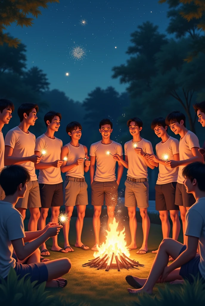 Gay Group　20th Generation　Camping and BBQ Japanese　Sexy feeling　High school boys　Bungalow　