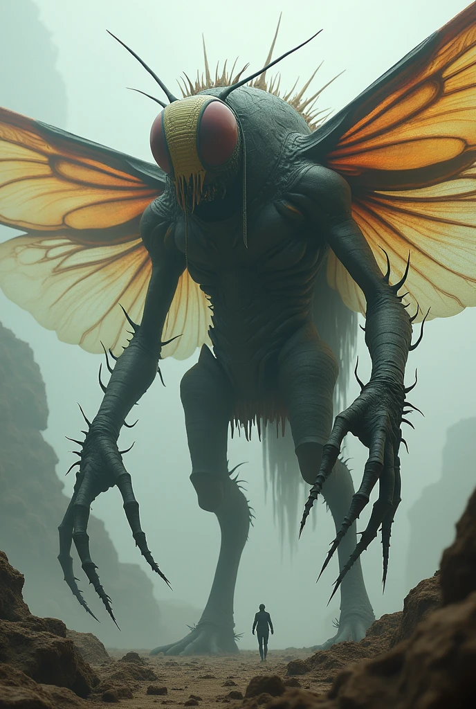 Fly-headed Titan, Insect wings, insect and humanoid appearance