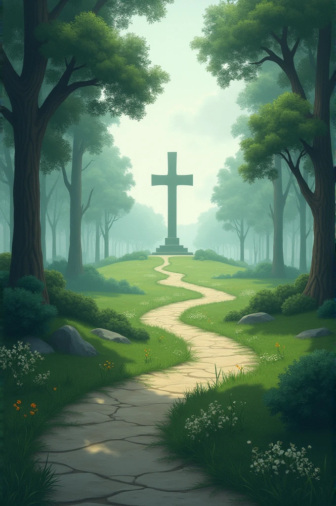 Path with a cross at the end