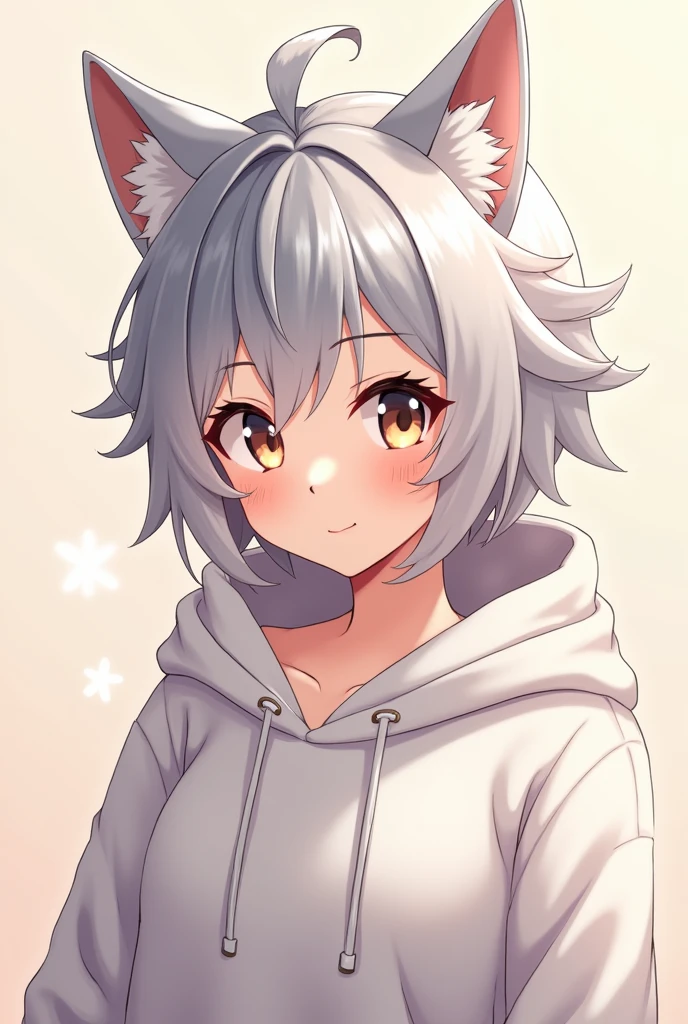 Anime girl, wolf hair cut, tomboy, wear hoodie, lovely, potrait wallpaper