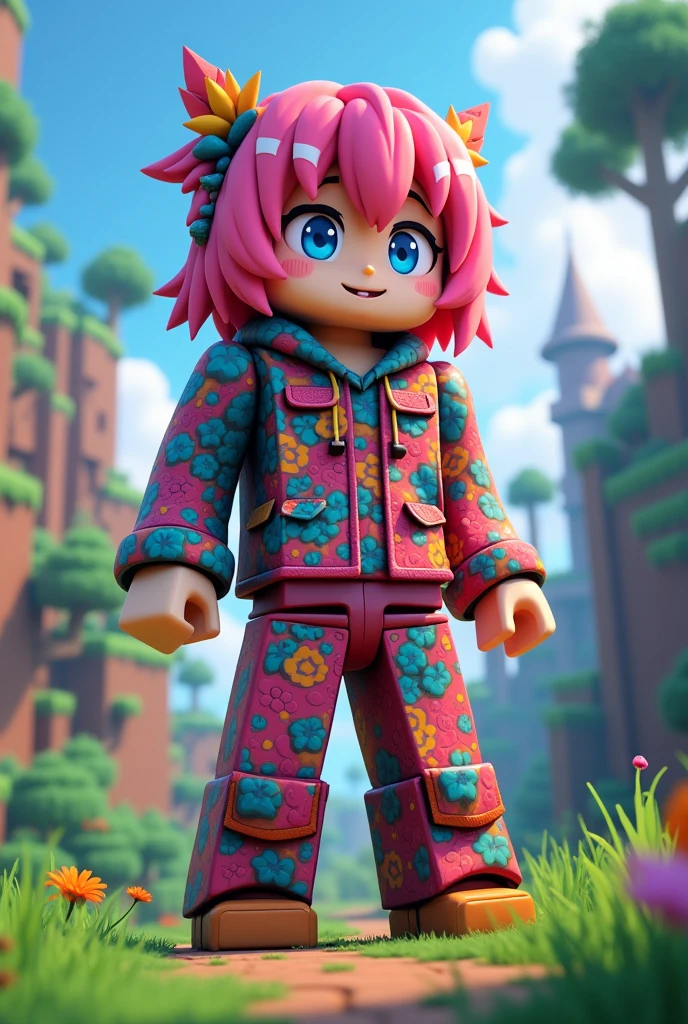 A Minecraft character in anime clothes
