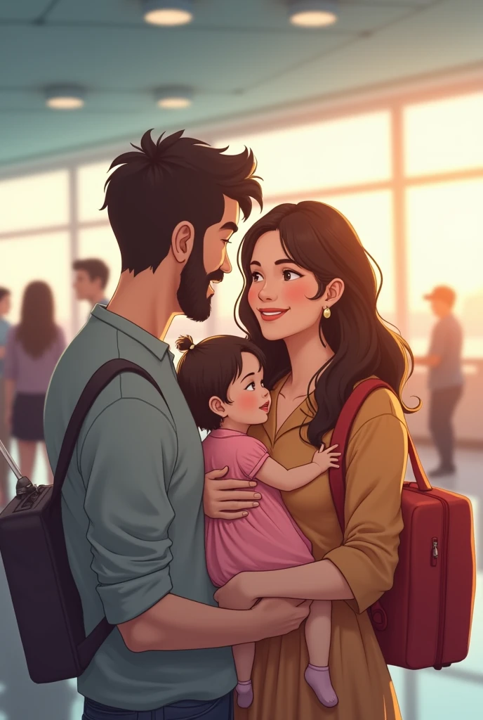 I'm picking you up at the airport you my wife our little pink child with us the child