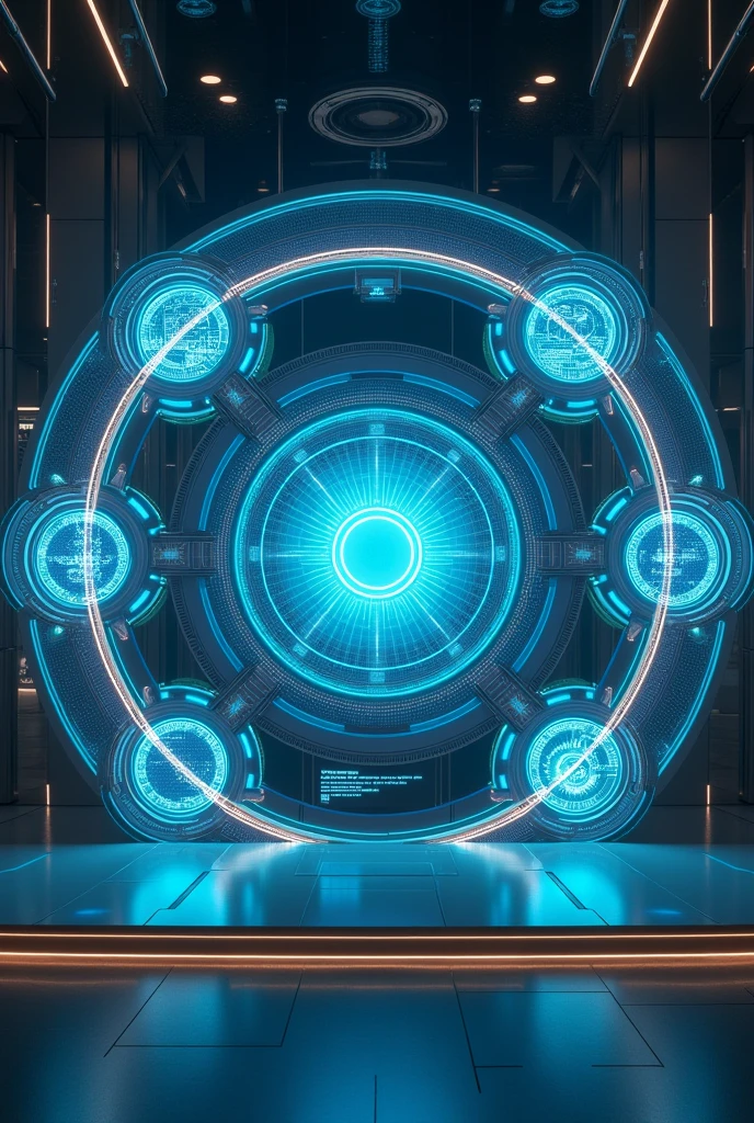 centric circles large main screen 6 circular portals screens around the entire circle