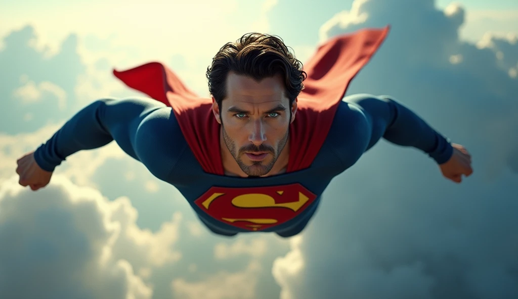 Keanu reeves is superman flying realistic photo