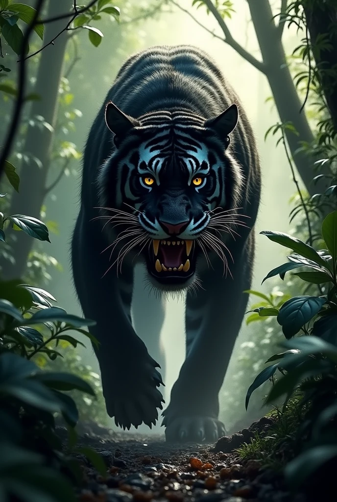 Scary Black Tiger In Jangle