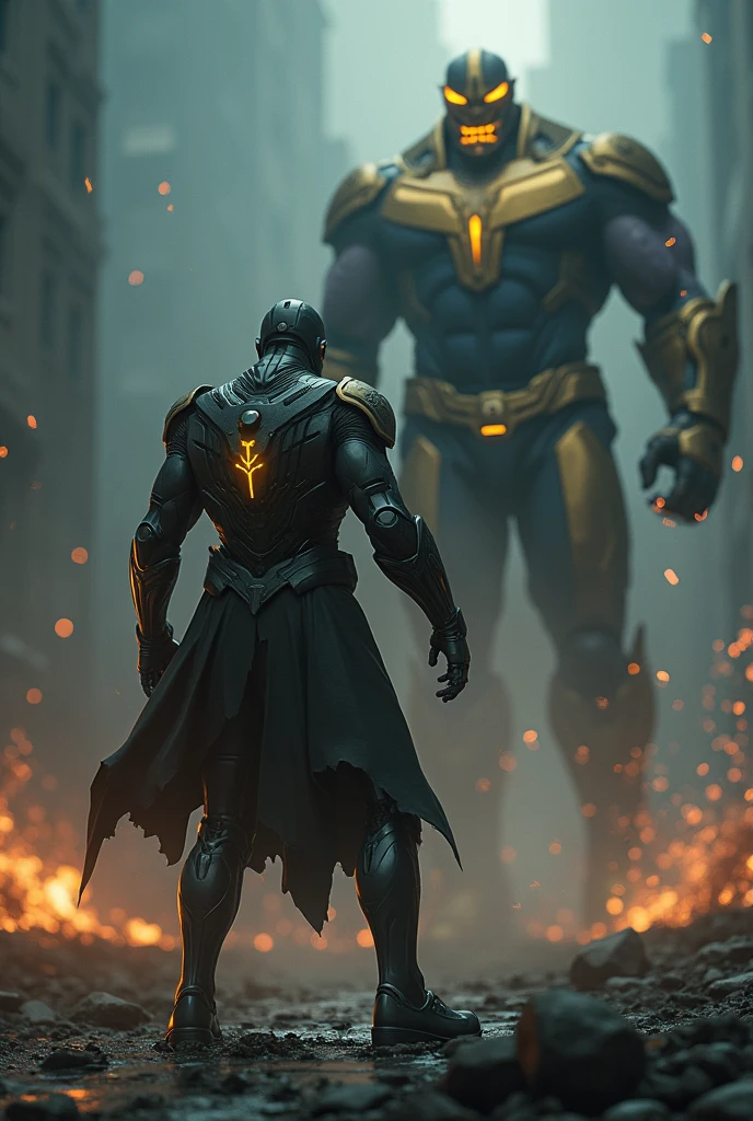 2 one man
with suit like like bulletproof sci fi with yellow glows now show this punching to a demon like thanos