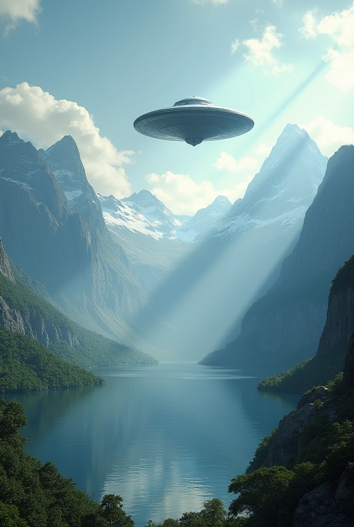 Image of mountains with unidentified flying object