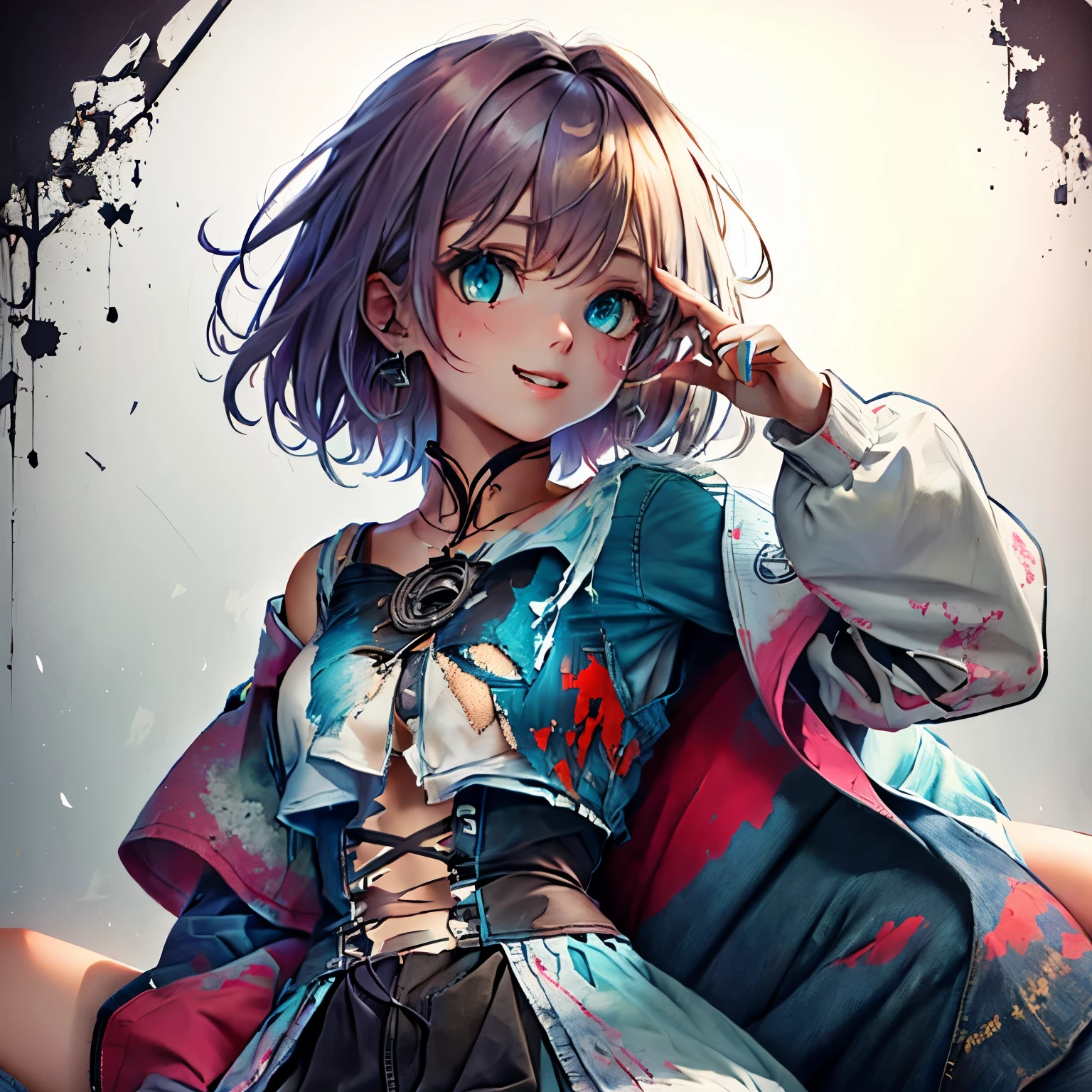 sitting,Tattered clothes
