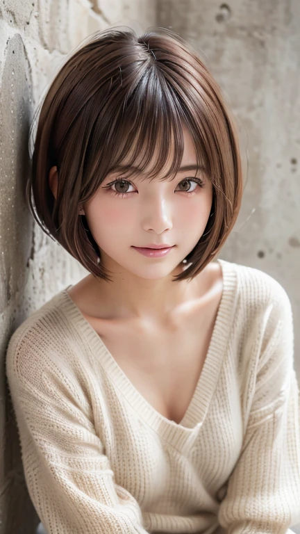 (Bob Cut Hair:1.2),(Wearing a blouse:1.2),1 person,Japanese,21 years old,(Small breasts:1.3),(Highest quality,masterpiece:1.3,Ultra-high resolution,),(Very detailedな,Caustics),(Realistic:1.4,RAW shooting,)Ultra-Realistic Capture,Very detailed,High resolution 16K human skin closeup。 Natural skin texture、,pores、、It needs to be detailed enough to be easily identifiable。 Skin tone is even and healthy looking。 Use natural light and color, Happy expression, Looking into the camera, Perfect dynamic composition, Outdoor