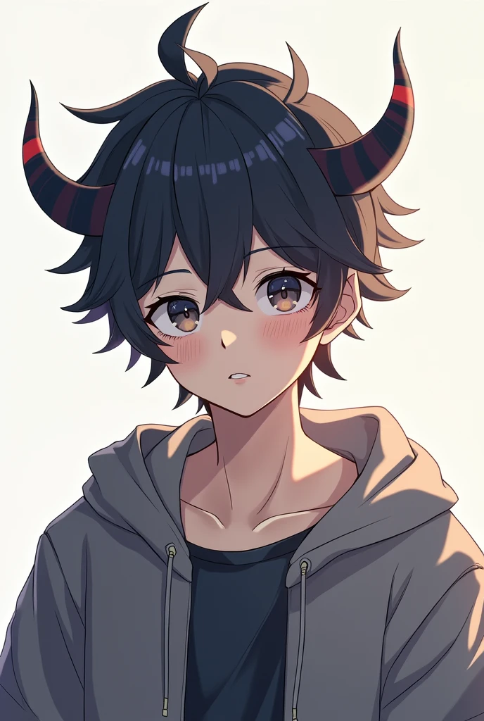 Anime boy with two horn