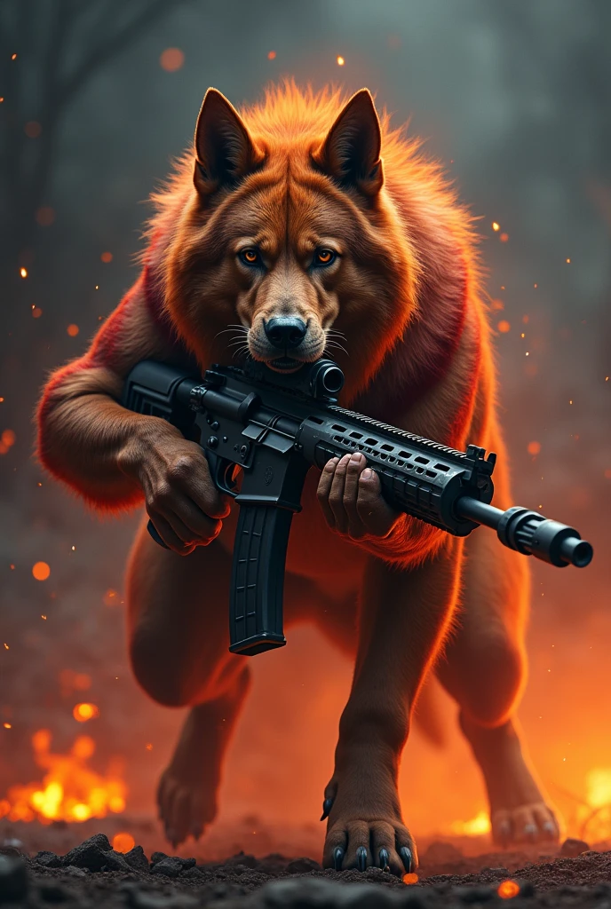 Dog fire AK 47