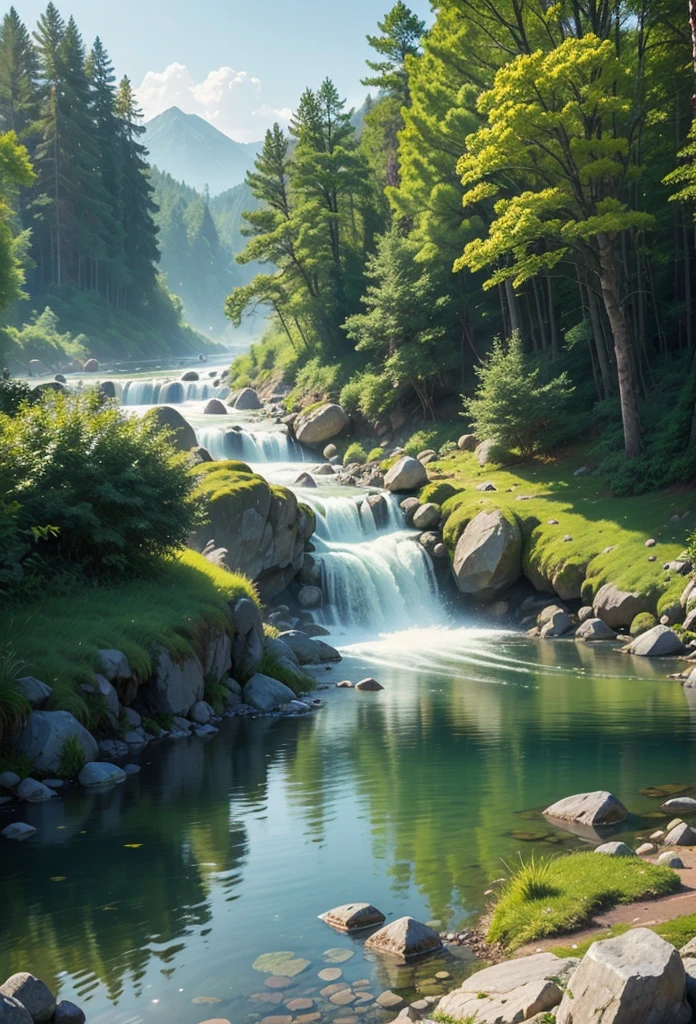 Calm river,Clear water,Reflection of flowing water,Gentle ripples,River bank,Trees leaning on the river bank,Tranquil atmosphere,Tranquil scenery,The harmonious melody of nature,The sun shines on the water,The beauty of tranquility,Peace and tranquility,Echoes of Nature,Sparkling Rivers,Waterfall-like sound,A peaceful escape from the hustle and bustle of the city,A fresh breeze,Harmony with nature,Tranquility and peace,Tranquil ripples on the water,calm reflection on water,Peaceful and tranquil,Magnificent views,The tranquil flow of the river,The uninterrupted flow of water,The endless rhythm of nature,Magnificent,Water flowing slowly,The sound of running water,Natural landscape,The peaceful touch of nature,Magnificent views of the river,A serene harmony of colors,haven of tranquility,Nature's effortless beauty,Natural tranquility,A peaceful journey along the river,Stunning scenery,A Serene Connection with the Natural World,The peaceful, soothing sound of flowing water,Nature's Tranquil Symphony,The charming beauty of the river,Tranquil bliss,A peaceful sanctuary amidst nature,Harmonious balance of elements,A tranquil reflection of the surrounding nature,The majestic flow of the river,An oasis of tranquility,The tranquil nature of nature,The gentle whisper of the river,Fusion between land and water,A tranquil encounter with nature. (best quality,4K,8k,high resolution,masterpiece:1.2),Extremely detailed,(Practical,photoPractical,photo-Practical:1.37),HDR,ultra HD,Studio Lighting,Super fine,Clear focus,Physically Based Rendering,Description of Extremely detailed,professional,Bright colors,bokeh,landscape