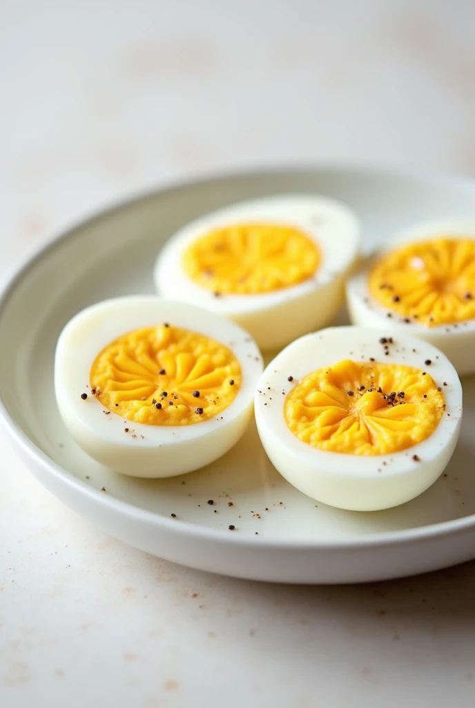 a plate of 4 boiled eggs