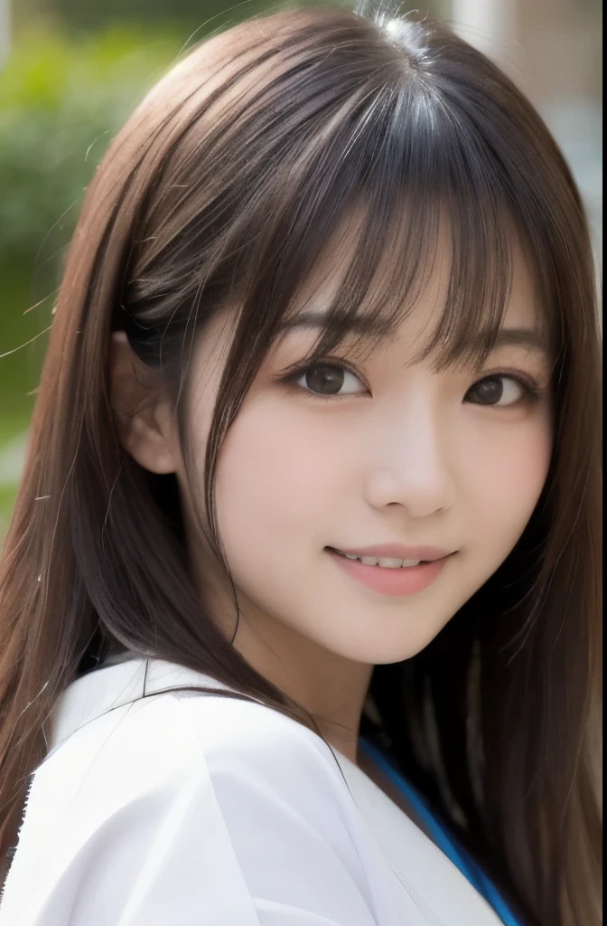 best quality, face focus, soft light, ultra high res, (photorealistic:1.4), RAW photo,(Shinozaki Ai), (fair skin), (kawaii),
1 Japanese girl, solo, cute, smile, (pupil, lights in the eyes),  detailed beautiful face, Medium-sized breasts,(high resolution detail of human skin texture),(long hair),(portrait), upper body, white traditional kimono, A sunny afternoon, Zoom on the face