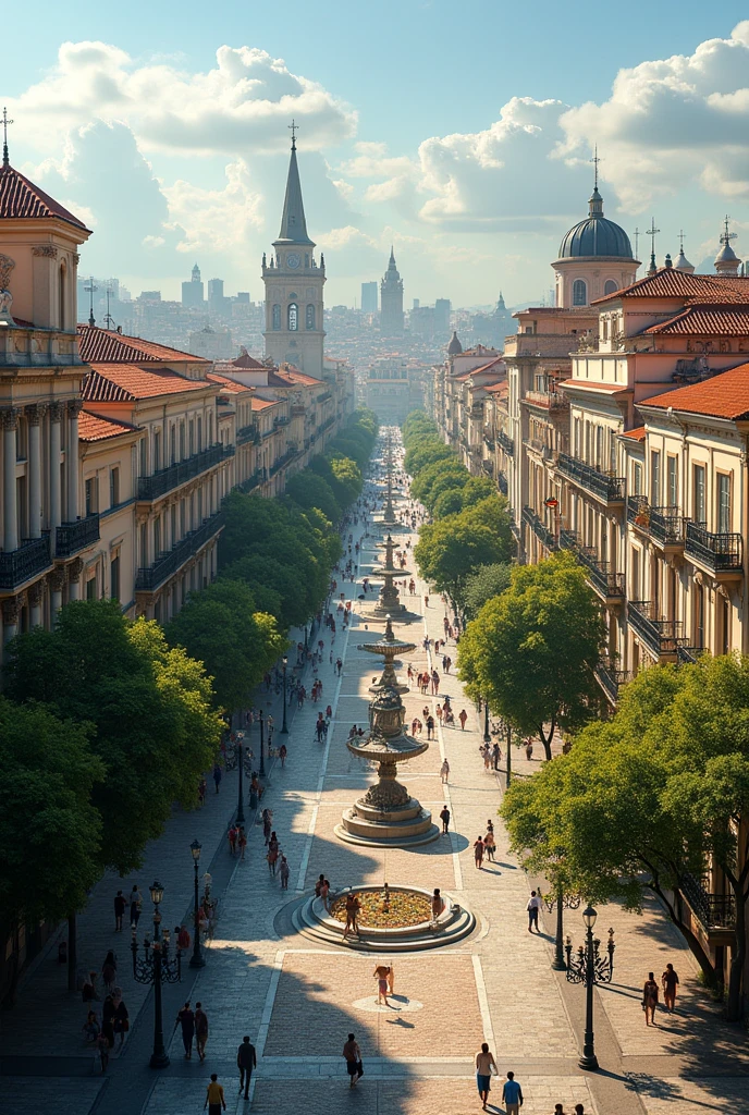 create a small but well-structured and organized city, no visible electrical wiring Buenos Aires style