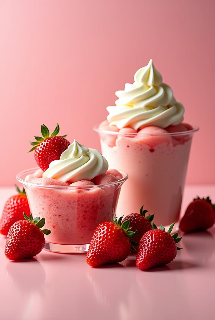 Generate an image of an advertisement that contains the sale of strawberries with cream with sauces and more than 17 toppings and that says in the advertisement that maracumango is also sold, which contains passion fruit cream and chopped mango in a transparent disposable cup. 
