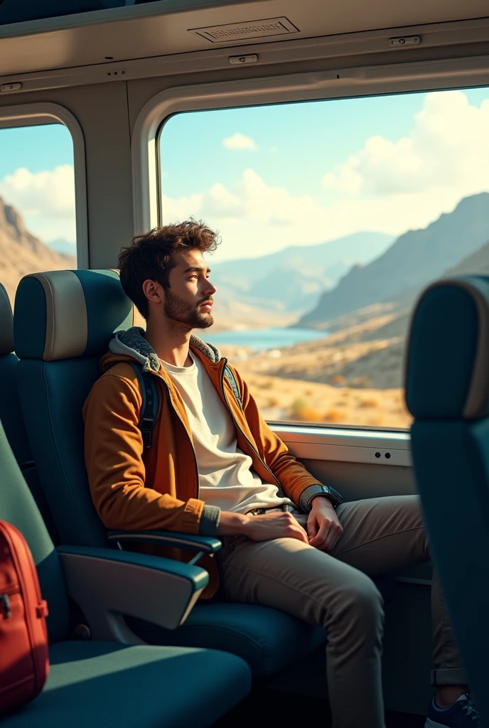 Male in his 20s　Tourist bus seats