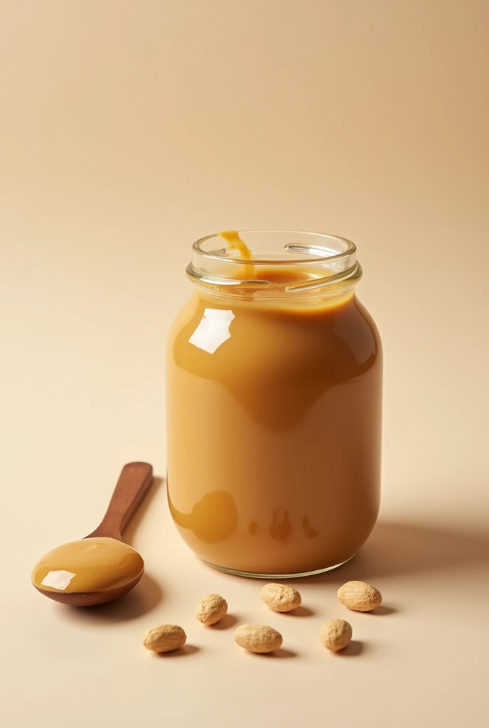 a jar of peanut butter alongside a spoon of peanut butter