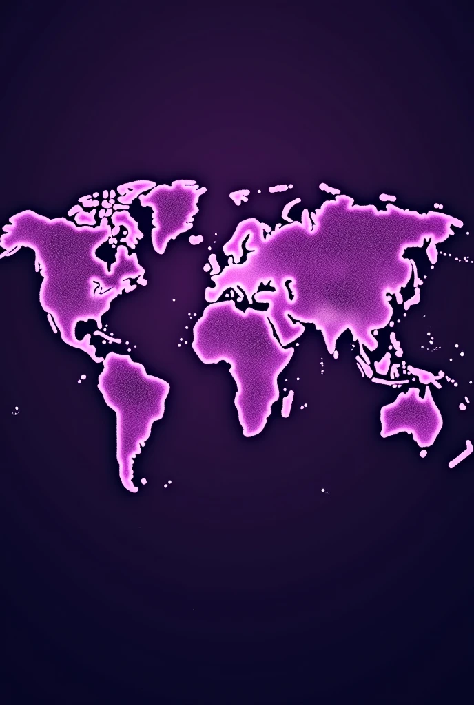 Create a purple world map image, representing the connection between them with lines and dots . With the large continents
