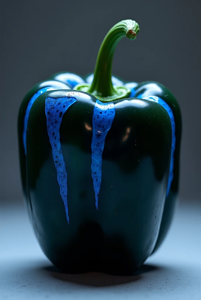 Capsicum with dark black.coloar and blue cuts on it



