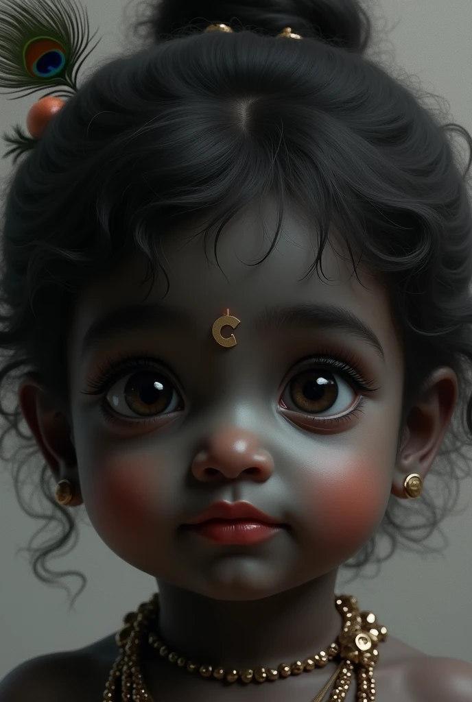 Krishna, only face, dark colour