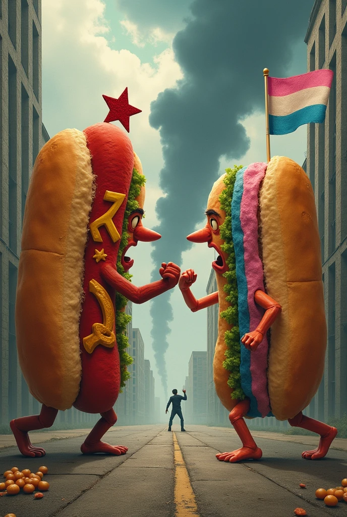 Communist hot-dog vs trans hamburger
