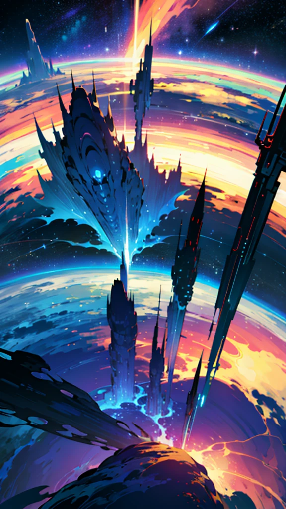 A landscape in space. With dark colors