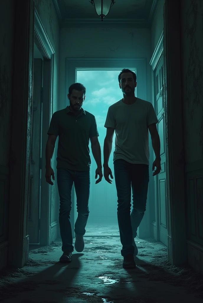 Two guy in haunted house