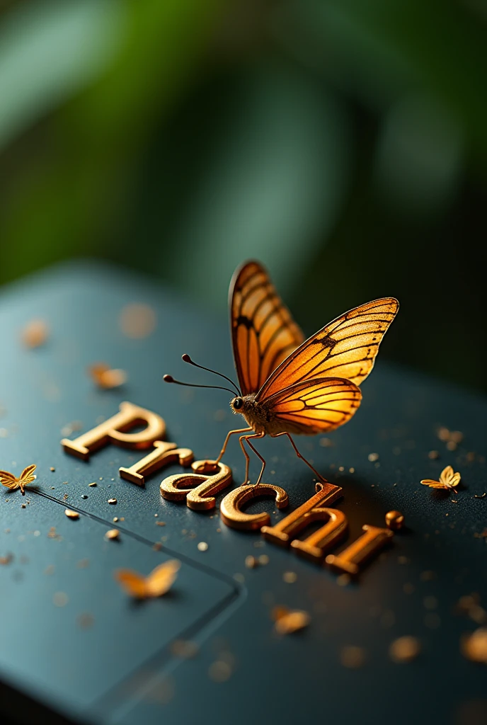 "Prachi" written with metallic gold That butterfly on the back of the tabl is like a little touch of nature in the tech world! It adds a whimsical and delicate vibe to the device. Nature meets technology in a unique way!