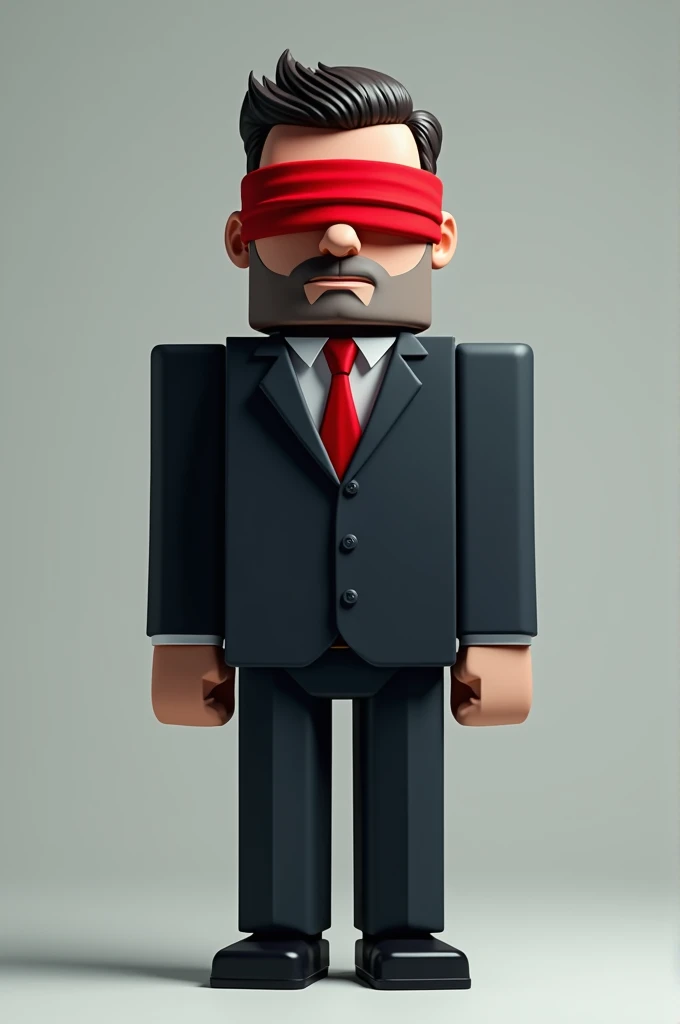 A Minecraft skin of a man in a suit and a red blindfold