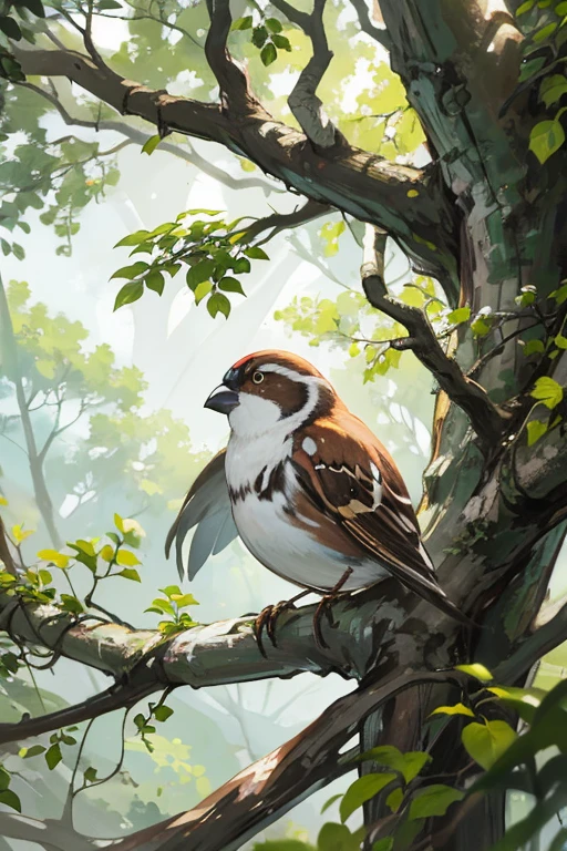 in a distant forest, there lived a cheerful sparrow named Pip. He flew through the trees, singing and enjoying the freedom of heaven. Pip had many friends, but his greatest companion was a sturdy old oak tree, where he made his nest every year.