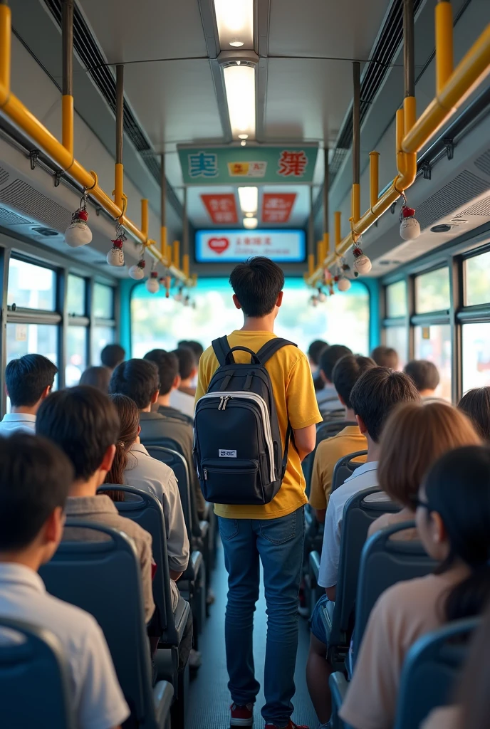 Male in his 20s Tourist bus seats many people Japan Bus Japanese Story