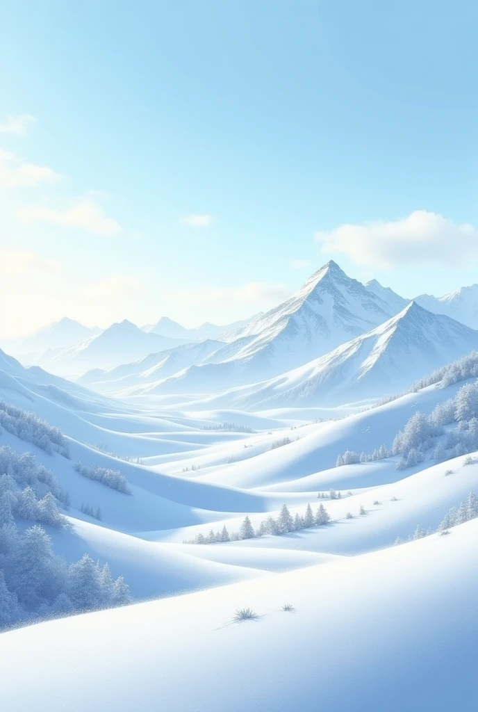 Snow scene painting wide angle distant mountain scenery(Many levels) Serenity simple aesthetic art master masterpiece movie scene very detailed masterpiece, fair. Realistic, fresh and elegant aesthetic style airbrush digital oil painting is very beautiful, Perfectly composed and exquisitely crafted, high-quality work by a master artist