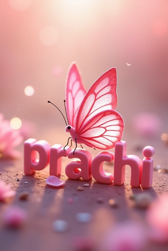 pink butterfly on the word "Prachi" is like a little splash of colour and charm! That gives a sweet and delicate touch to the scene. Nature and creativity coming together in a lovely way!