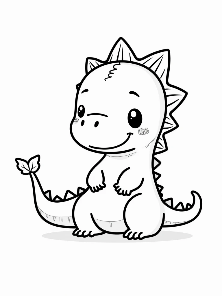Create a series of portrait-oriented coloring pages in a child-friendly style. The images should feature Baby Dinosaurs, with simple, bold lines and a clean white background. Each page should be designed for young children to color, with large, clear illustrations that fill most of the page. Ensure that the designs are easy to color, with minimal intricate details, to cater to a younger audience.