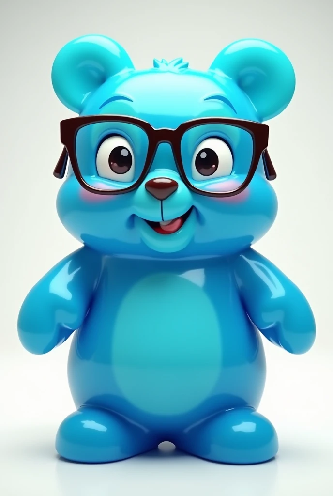Blue gummy bear with glasses