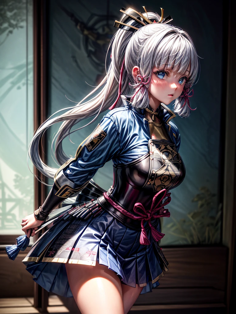 32k,(NSFW)(Kamisato Ayaka), (((ponytail))), (((masterpiece))), (((high quality))), (((hyper detailed))), (((white hair))), blue eyes, cute, thick thigs, seductive pose, ((ultra-detailed)), ((illustration)), ((disheveled hair)), (beautiful, detailed eyes), beautiful, amazing, mature female, detailed eyes, (((masterpiece))), ( realistic:0.5), best quality, female, (first person view), solo focus, full body,best quality, female, (first person view), solo focus, full body, blush, sexy, big breasts,