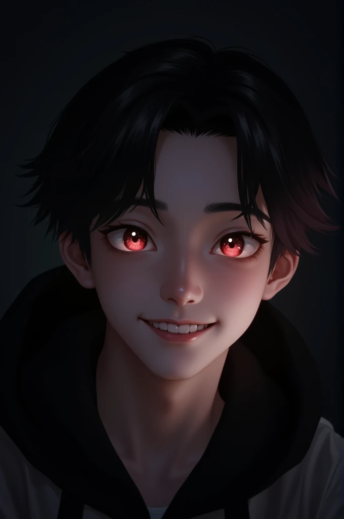 Male smiley eyes looks like Chinese selfie in the dark but only eyes can see