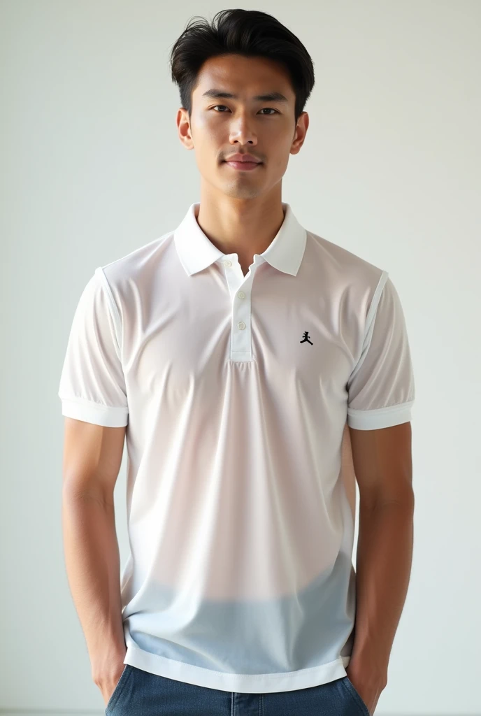 Make a young adult transparent white polo shirt