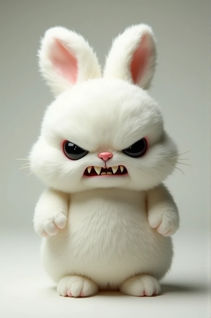 Kawaii white rabbit doll with a mean face