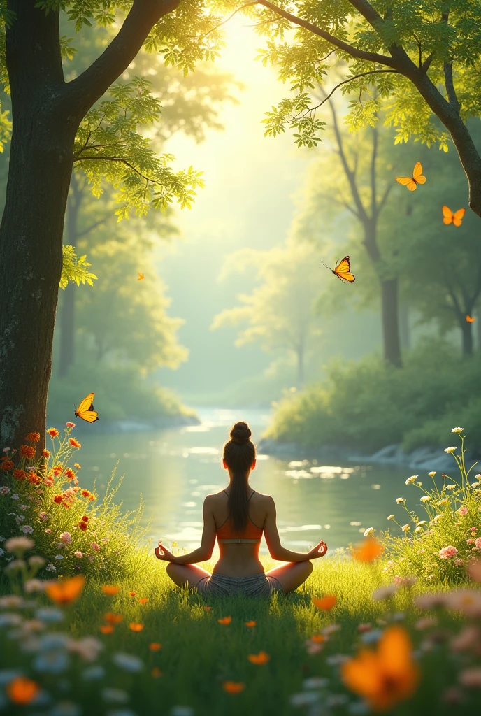 Write Stress management tips in beautiful nature frame