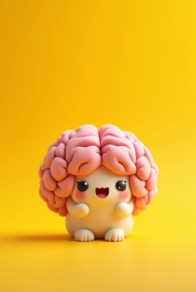 Drawing brain, yellow backdrop, cuddly