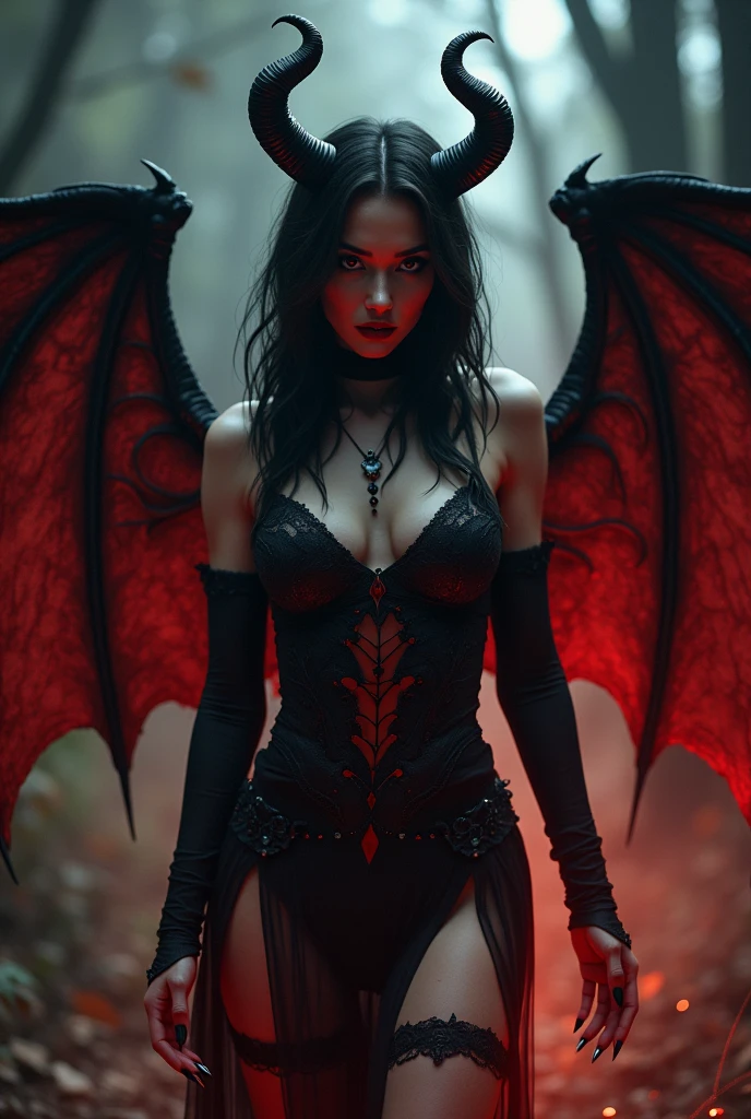 ((NSFW)), (best quality,4k,8k,highres,masterpiece:1.2),ultra-detailed,(realistic,photorealistic,photo-realistic:1.37),succubus,dark and alluring,beautiful sinister eyes and lips,long red nails,demonic wings,fantasy,gothic,erotic,night scene,fiery colors,seductive pose,detailed outfit,sultry atmosphere,mysterious shadows,ethereal beauty,smoky background,sparkling magical effects,duality of good and evil,enchanted forest, (exceptionally detailed:1.3), super finely detailed hands, ultra finely detailed fingers(((ten fingers))), (obscene posing), (((full body showcase))), (((show full body))), (no logos in the background).
