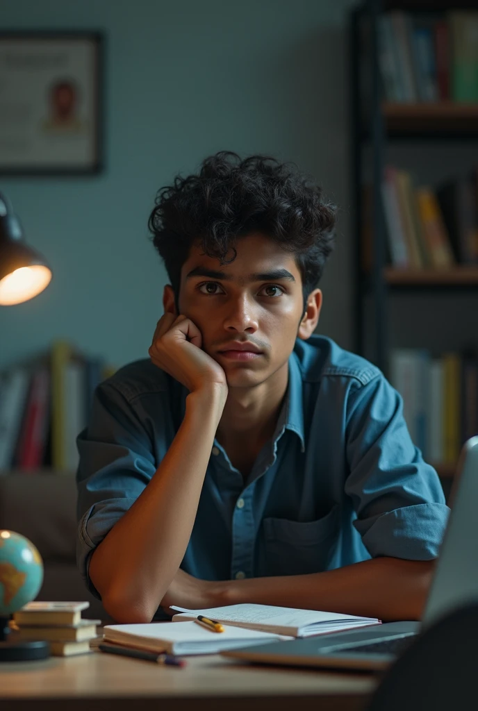 Indian student thinking about career